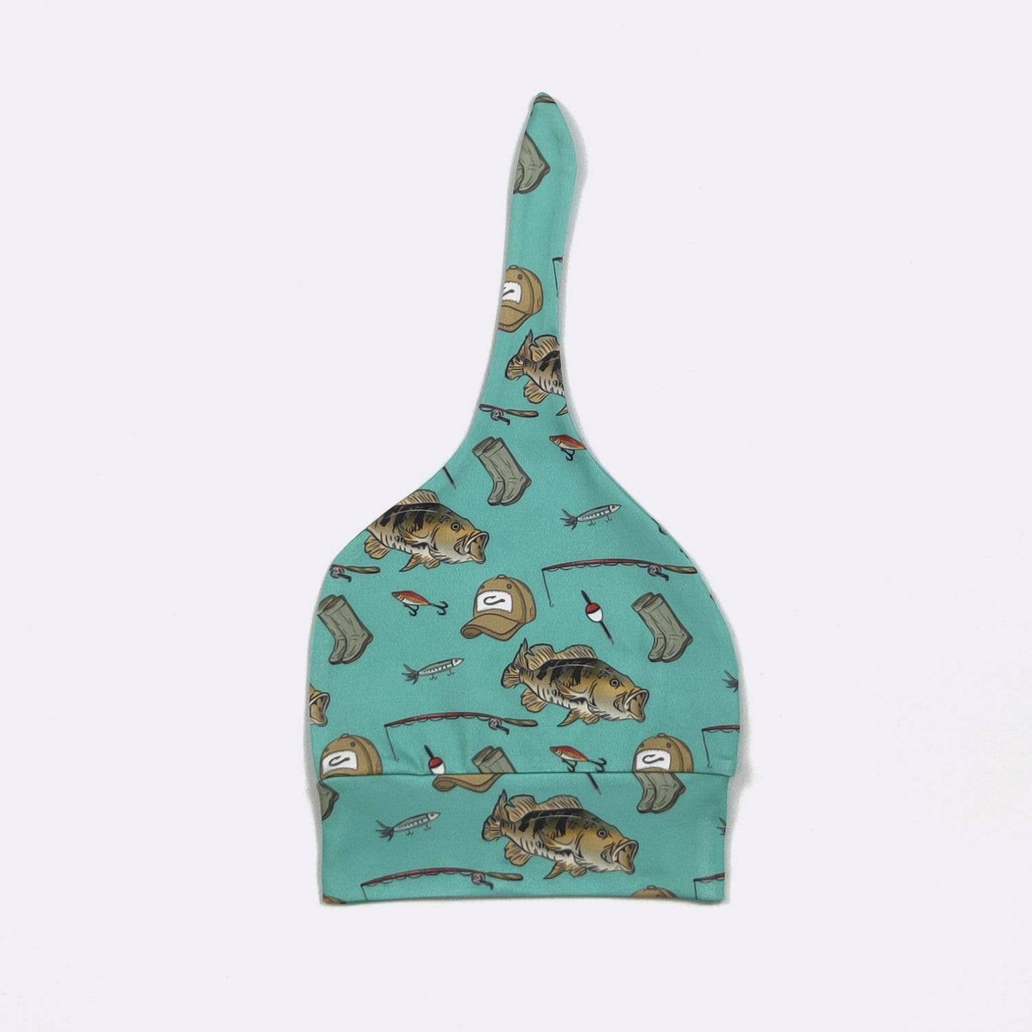Teal Fishing Baby Knotted Gown