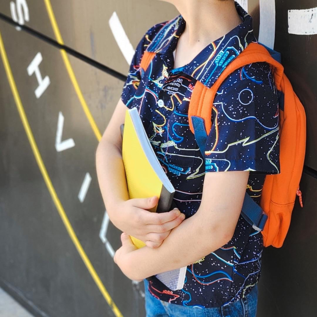 Neon Guitars in Outer Space button down shirt