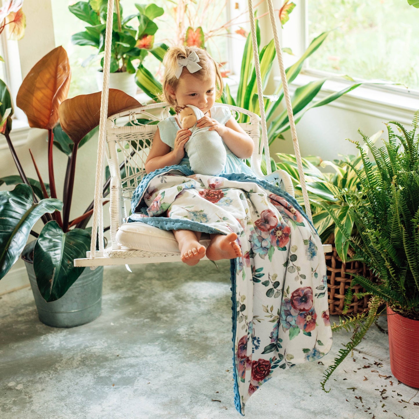 Blue Floral- Baby & Toddler Minky Blanket