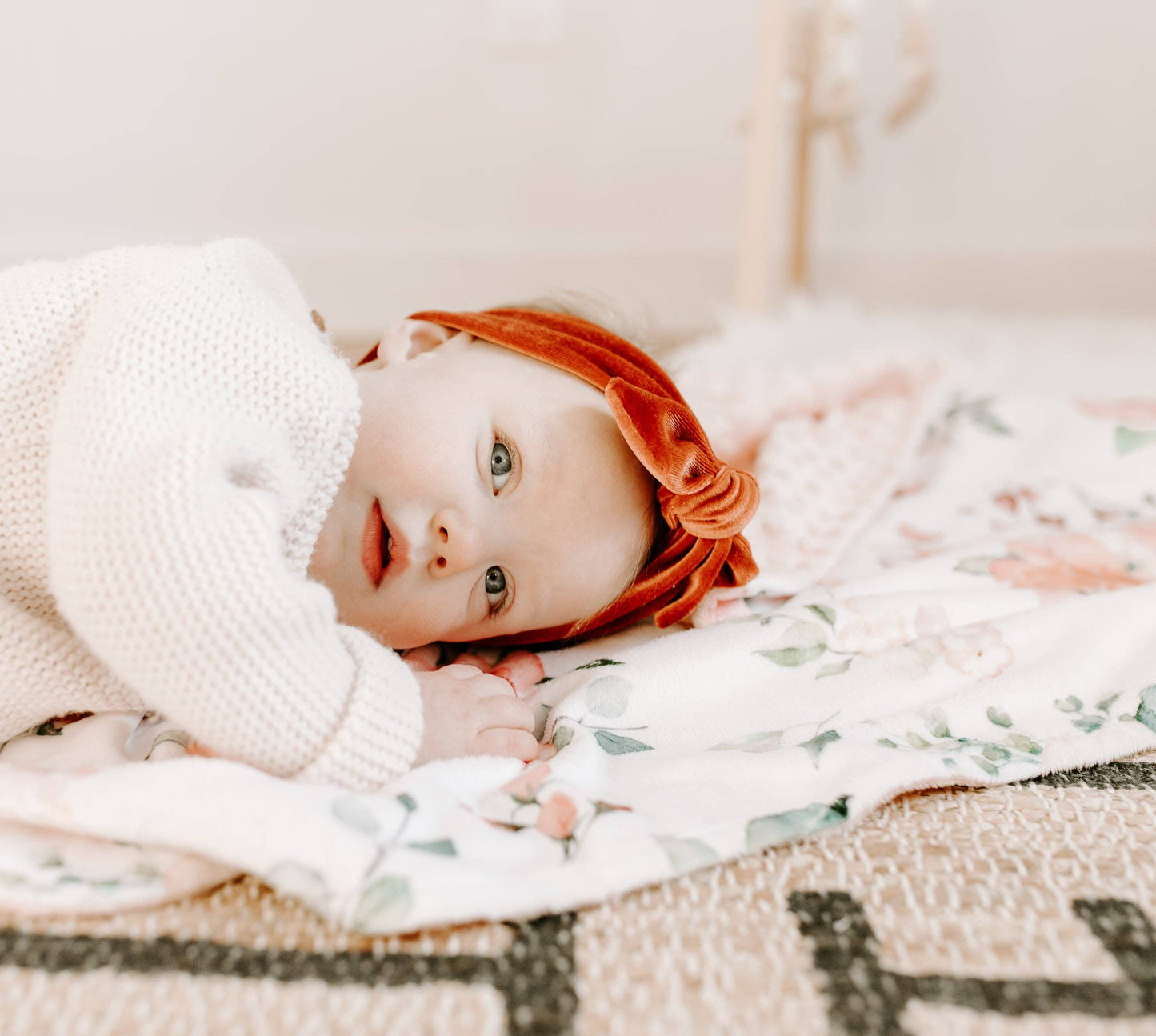 Peach Floral - Baby & Toddler Minky Blanket