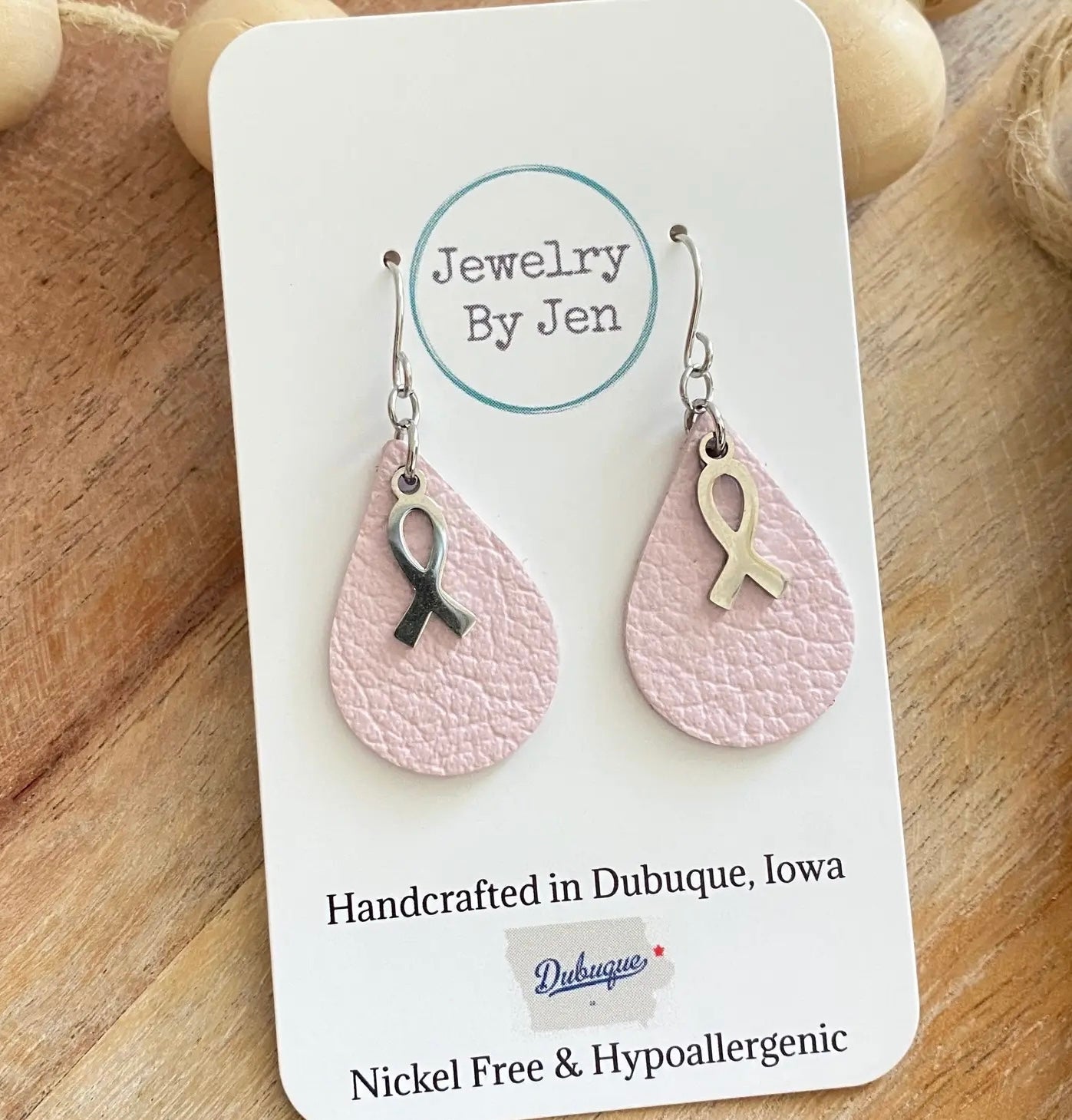 Small Teardrop W/Awareness
Ribbon Charm: Pink