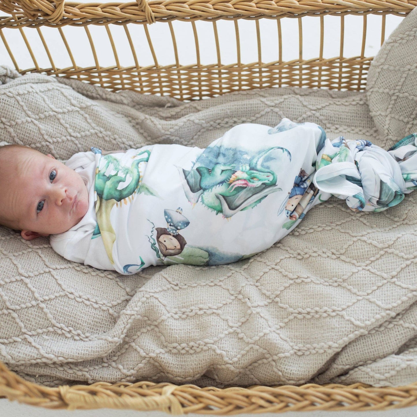 Buttery Soft and Stretchy Swaddle Blanket - Dragons & Knight