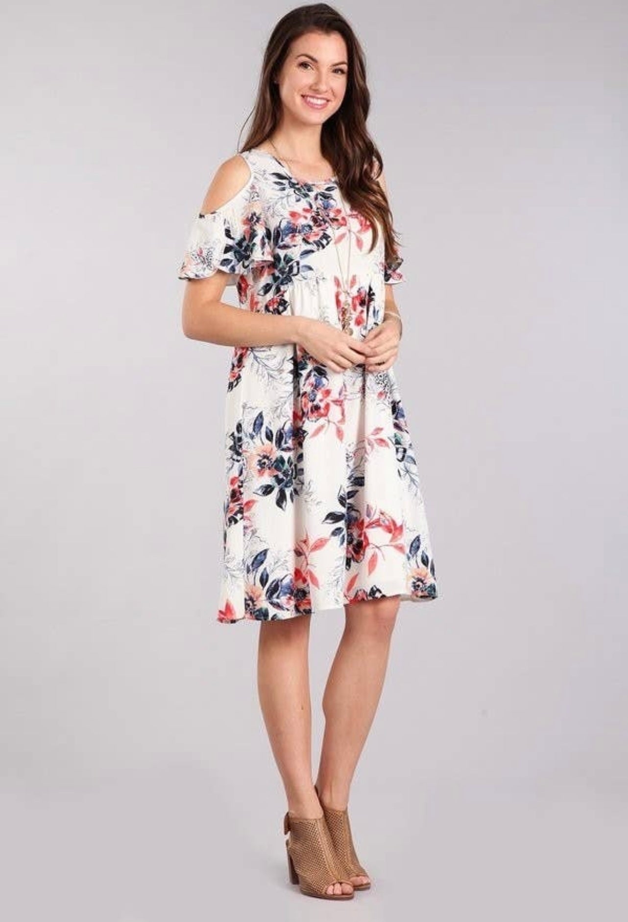 Ivory pink floral dress