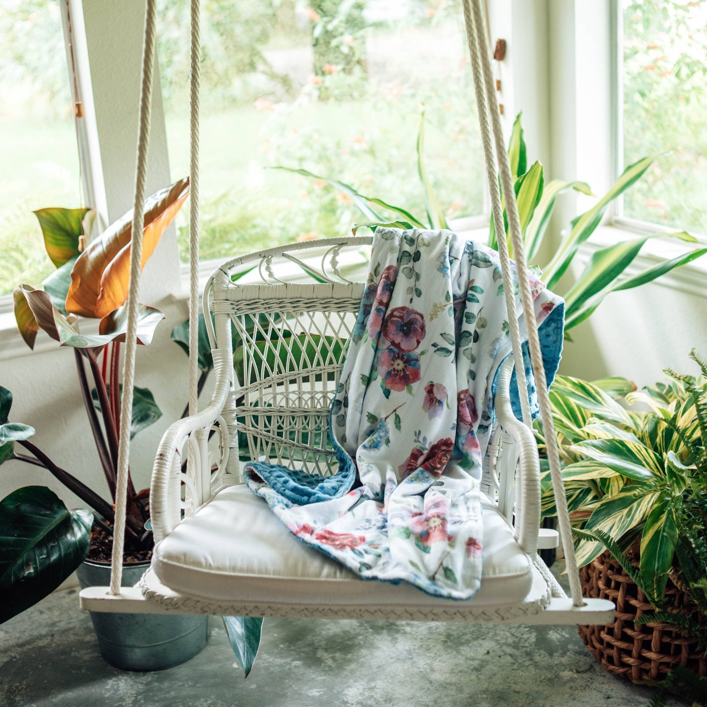 Blue Floral- Baby & Toddler Minky Blanket