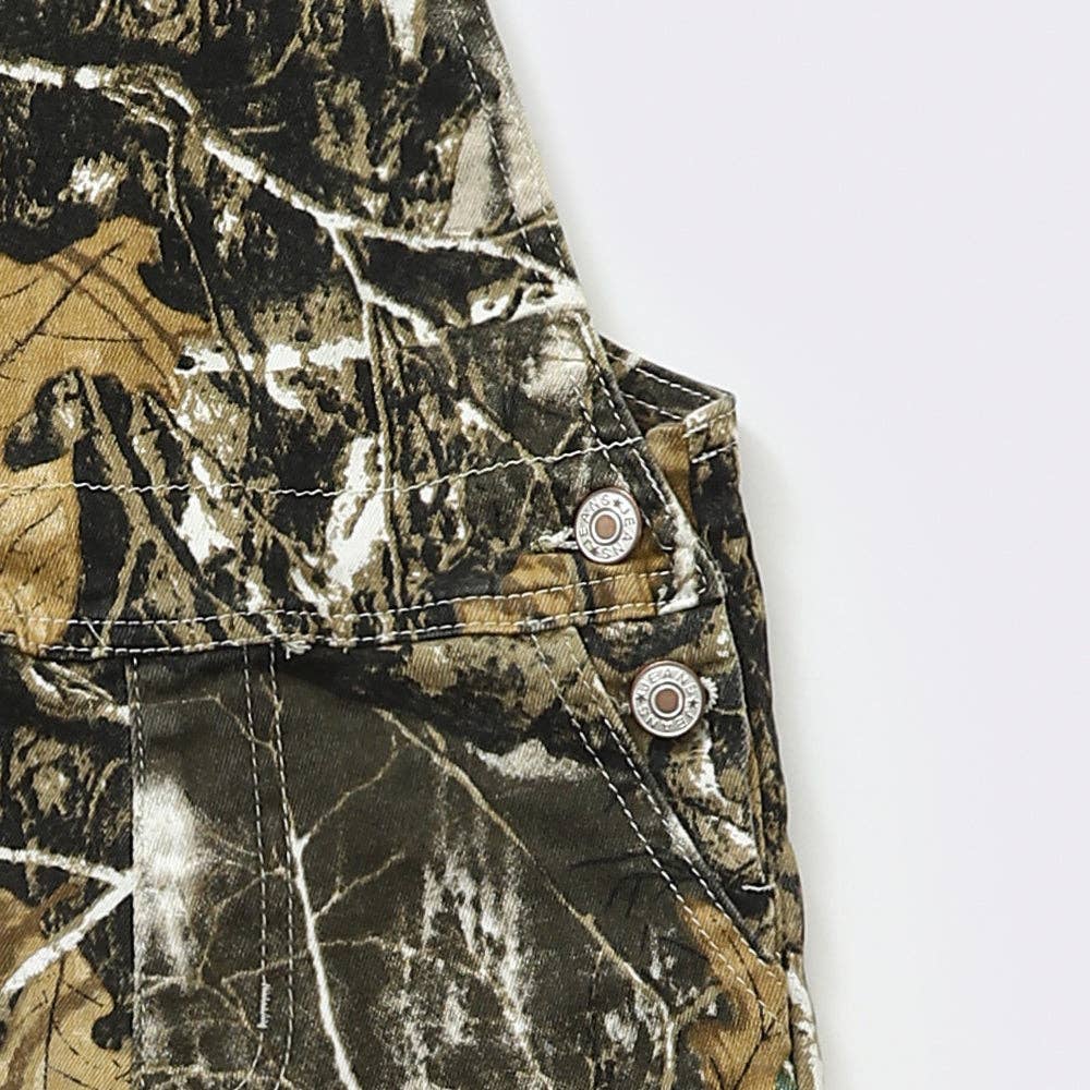Camo Print Denim Overalls