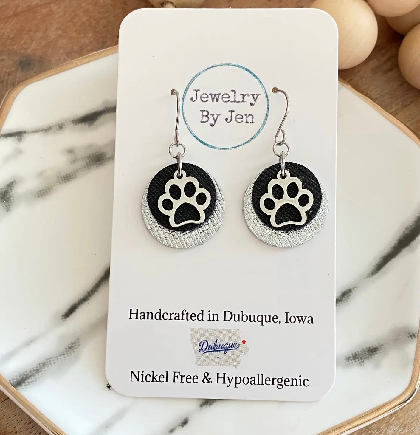Paw Charm: Black & Silver