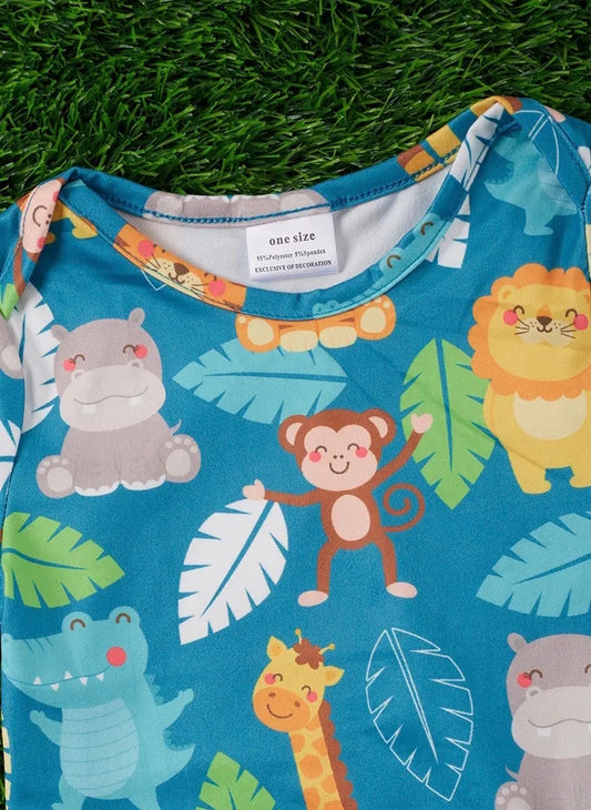 Safari Animal Printed Baby Gown.