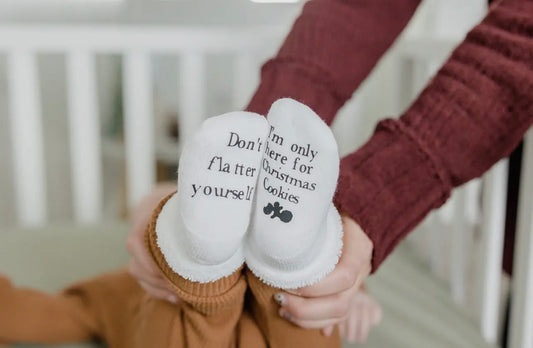 Only Here For Christmas Cookies Baby Socks