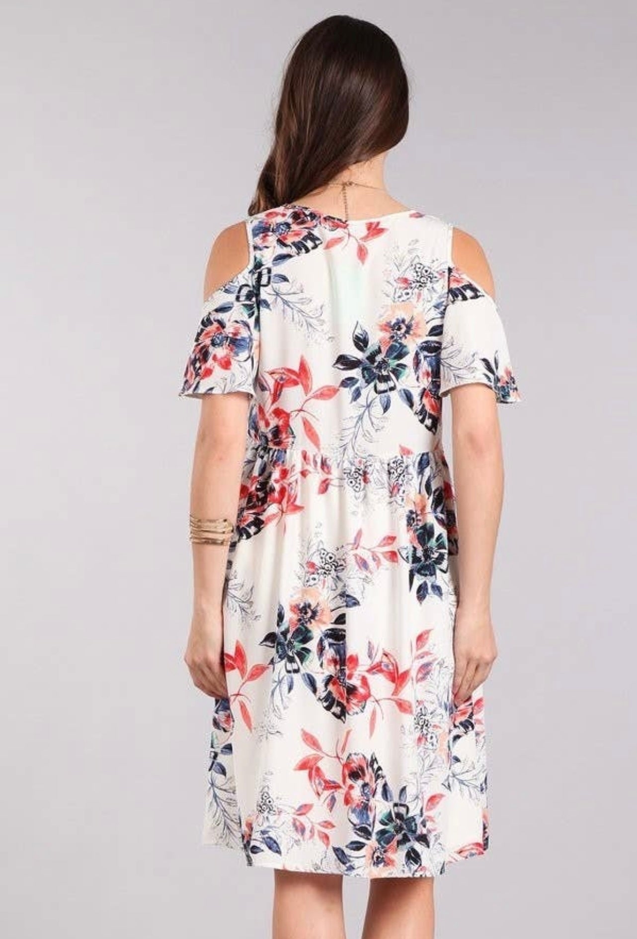 Ivory pink floral dress