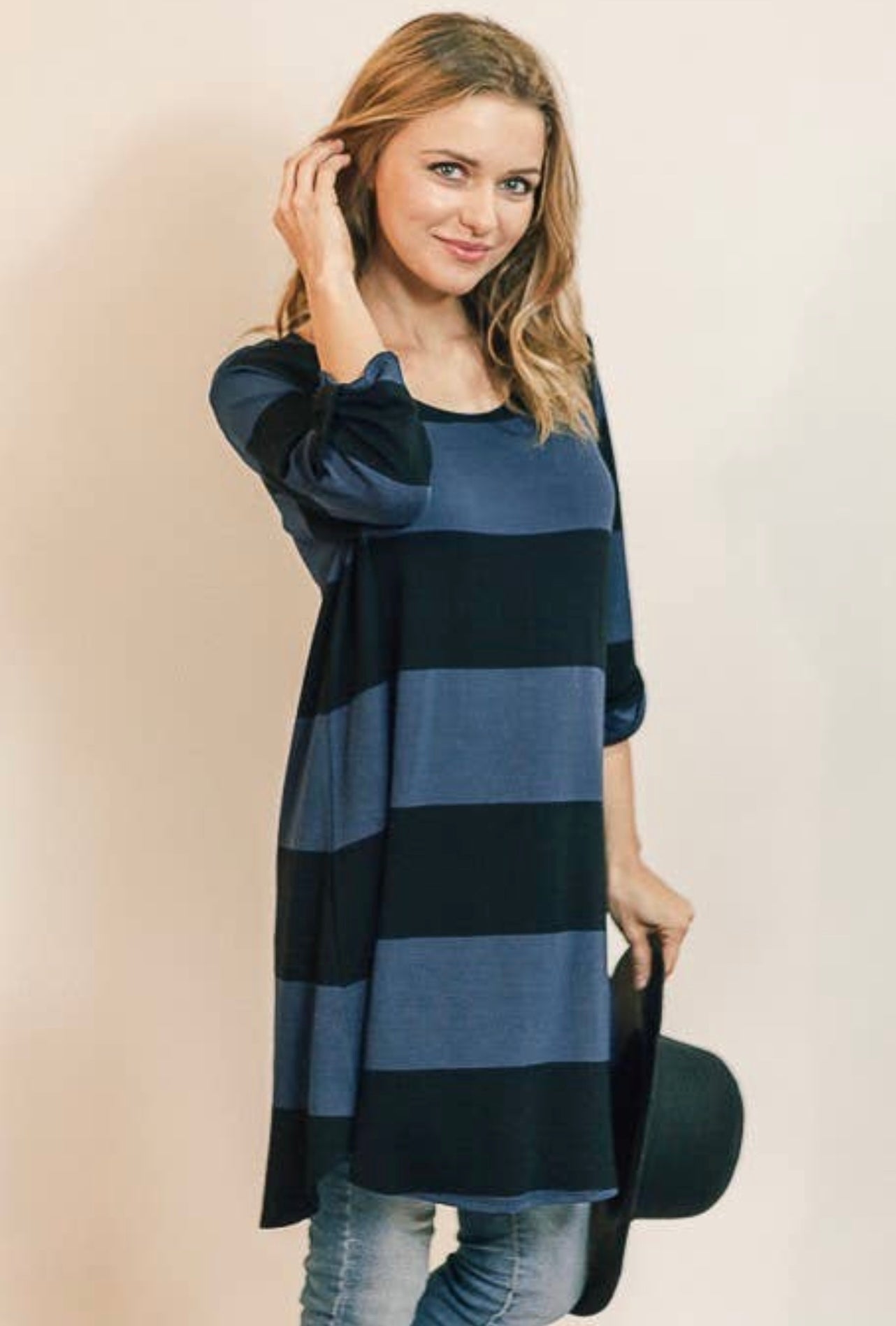 Navy striped tunic