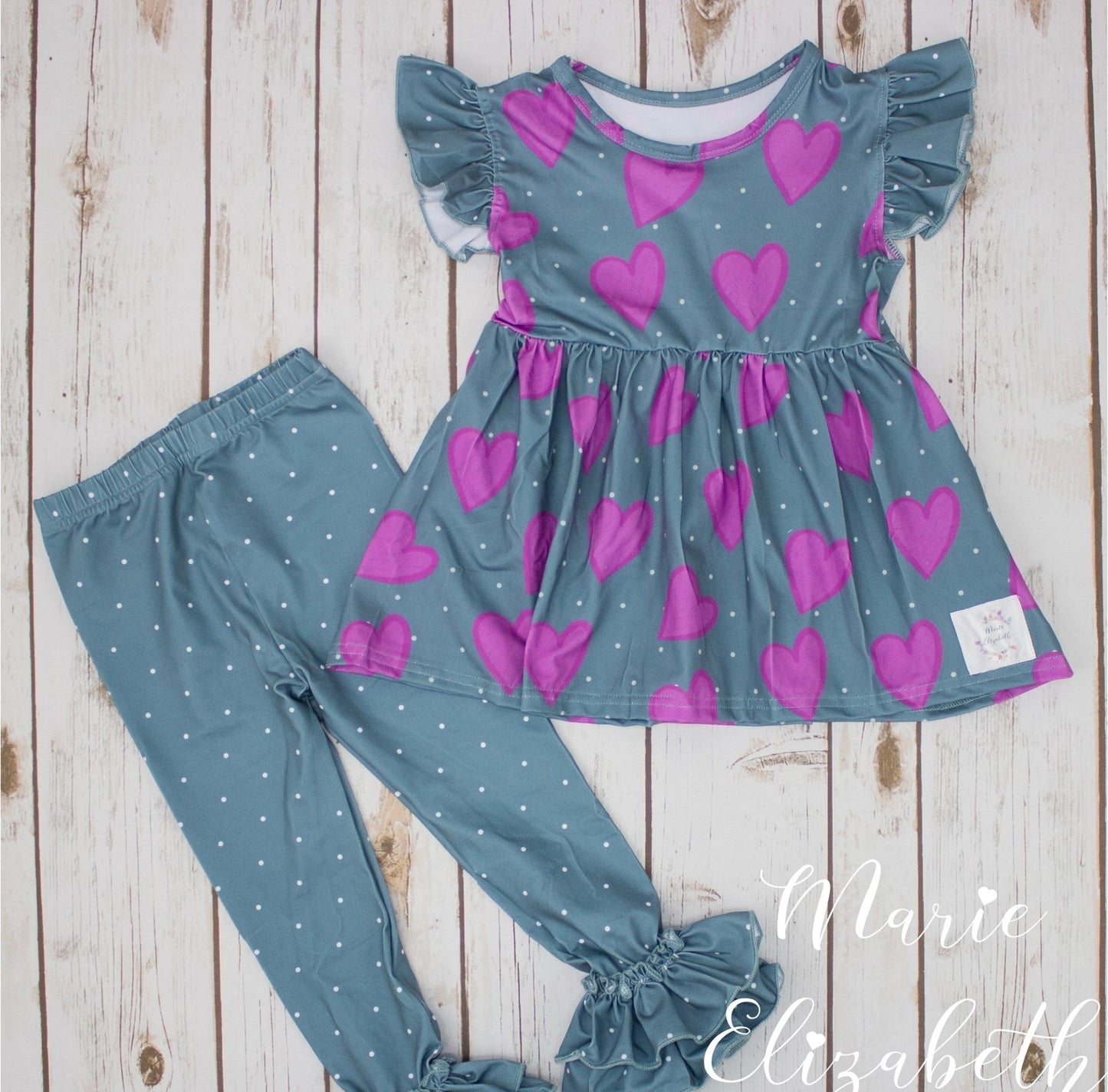 Polka dots and hearts outfit