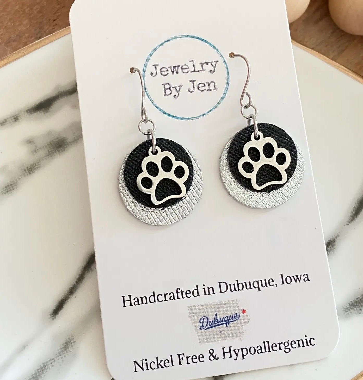 Paw Charm: Black & Silver
