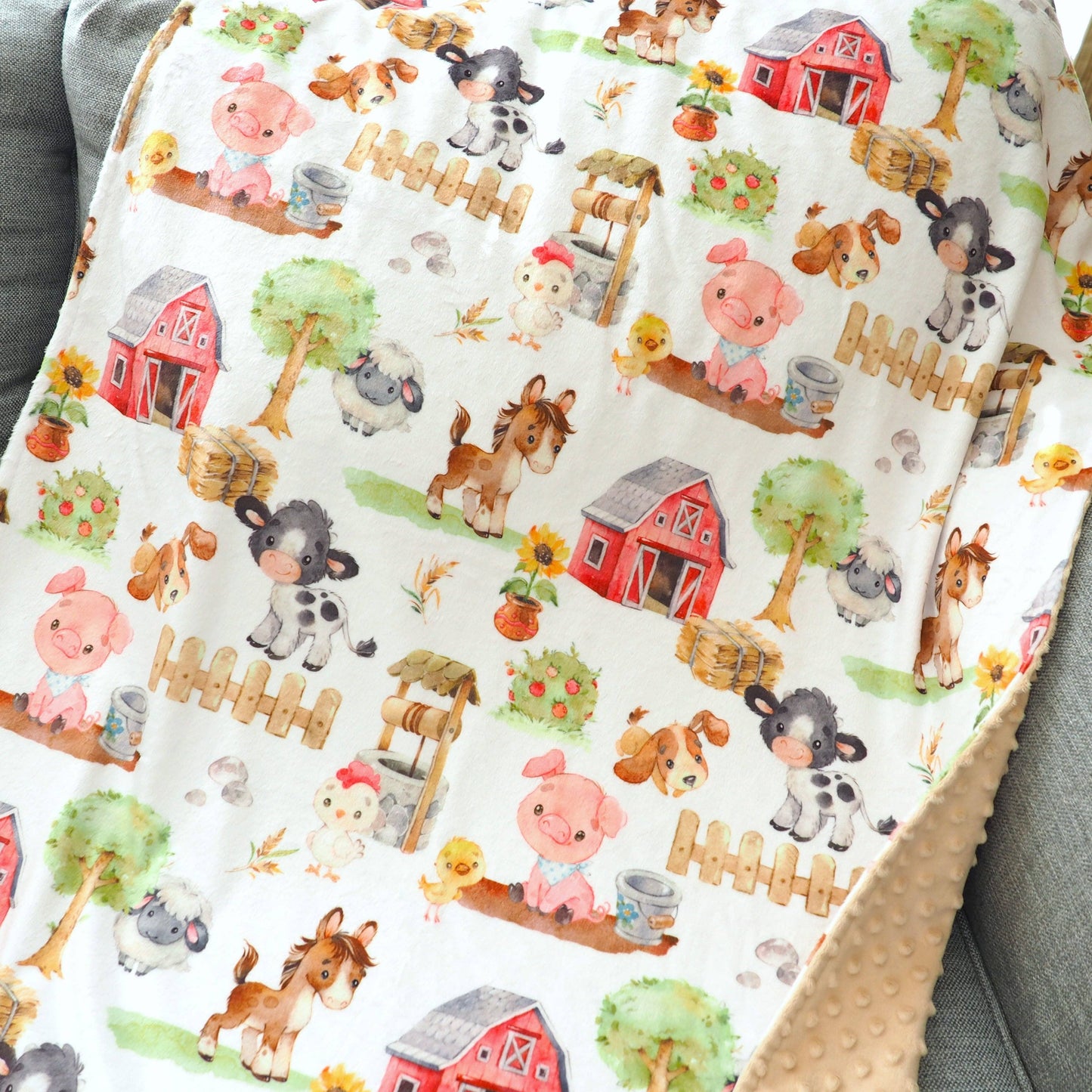 Farm Animals- Baby & Toddler Minky Blanket