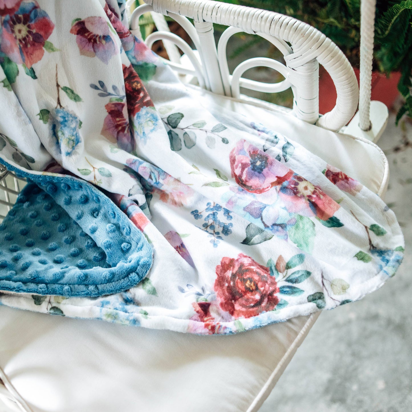 Blue Floral- Baby & Toddler Minky Blanket