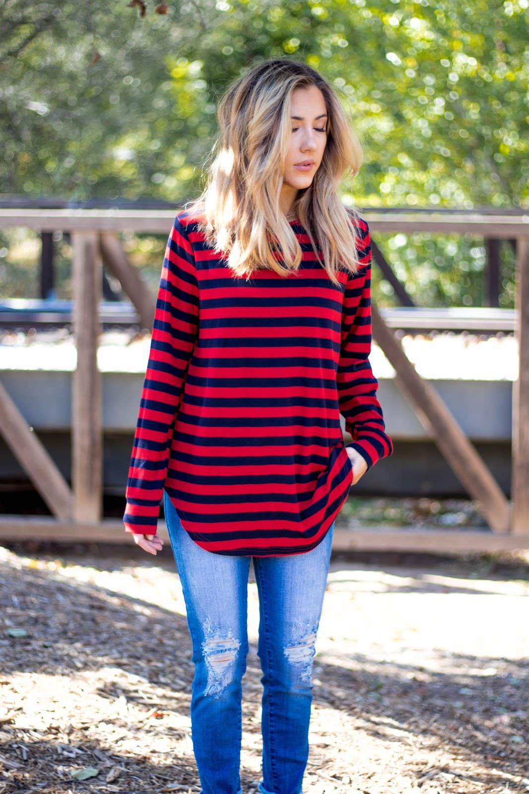Long Sleeve Thick Stripe Gradie Top