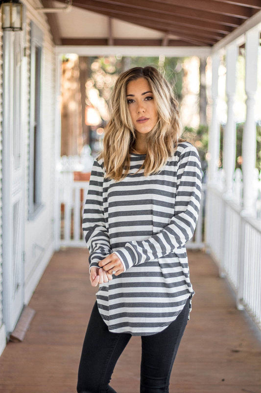 Long Sleeve Thick Stripe Gradie Top