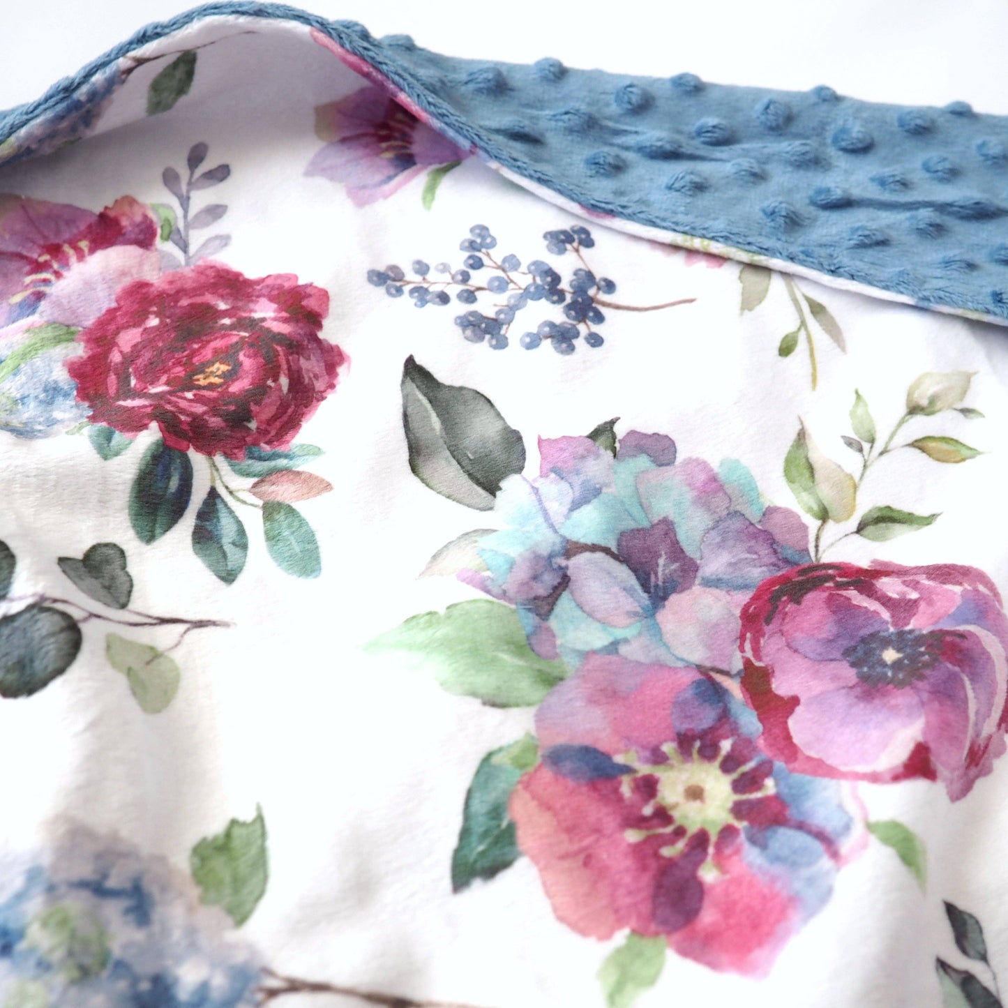 Blue Floral- Baby & Toddler Minky Blanket