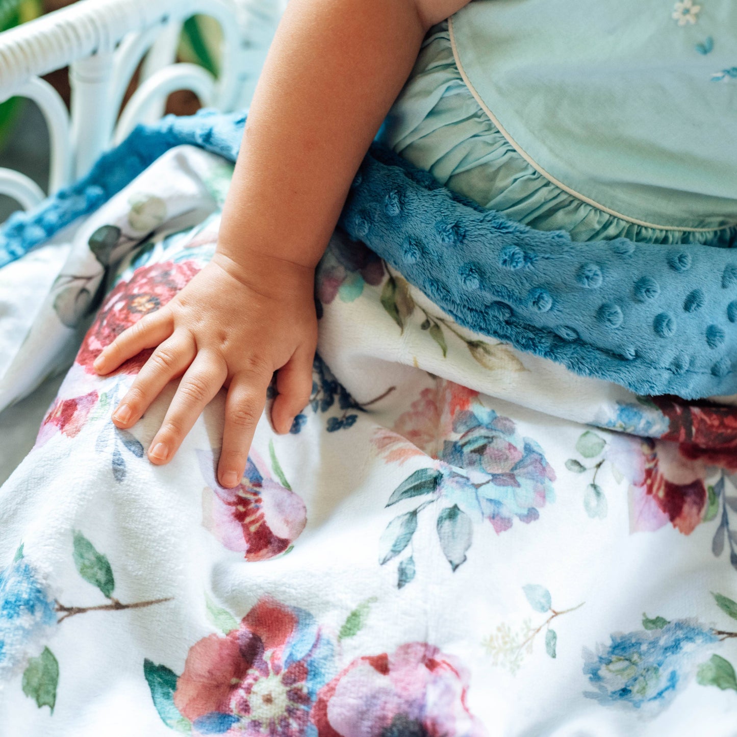 Blue Floral- Baby & Toddler Minky Blanket