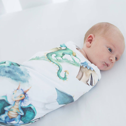 Buttery Soft and Stretchy Swaddle Blanket - Dragons & Knight