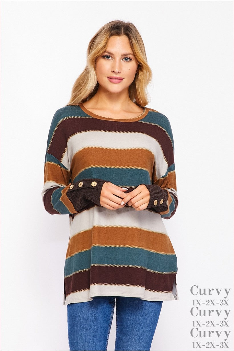 Brown striped Long sleeve- HoneyMe