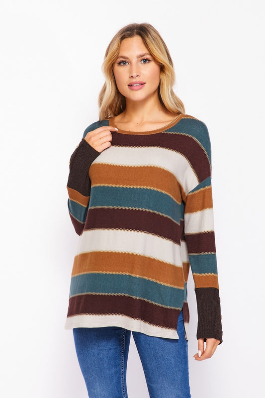 Brown striped Long sleeve- HoneyMe