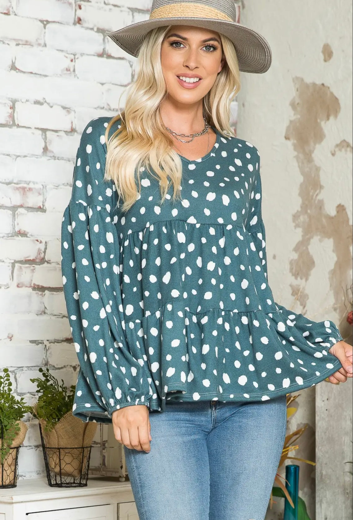 Burgundy spotted top