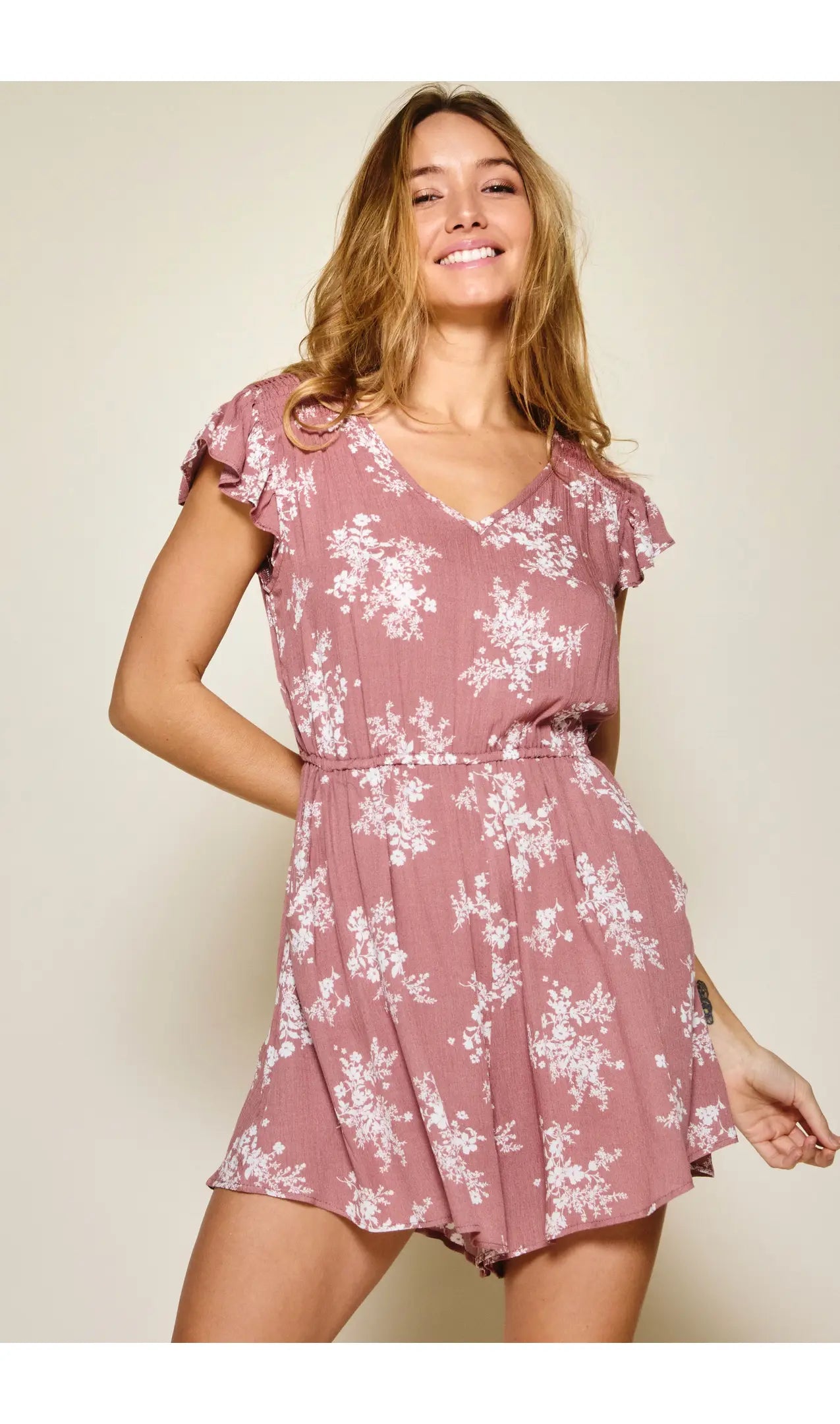 Mauve floral romper