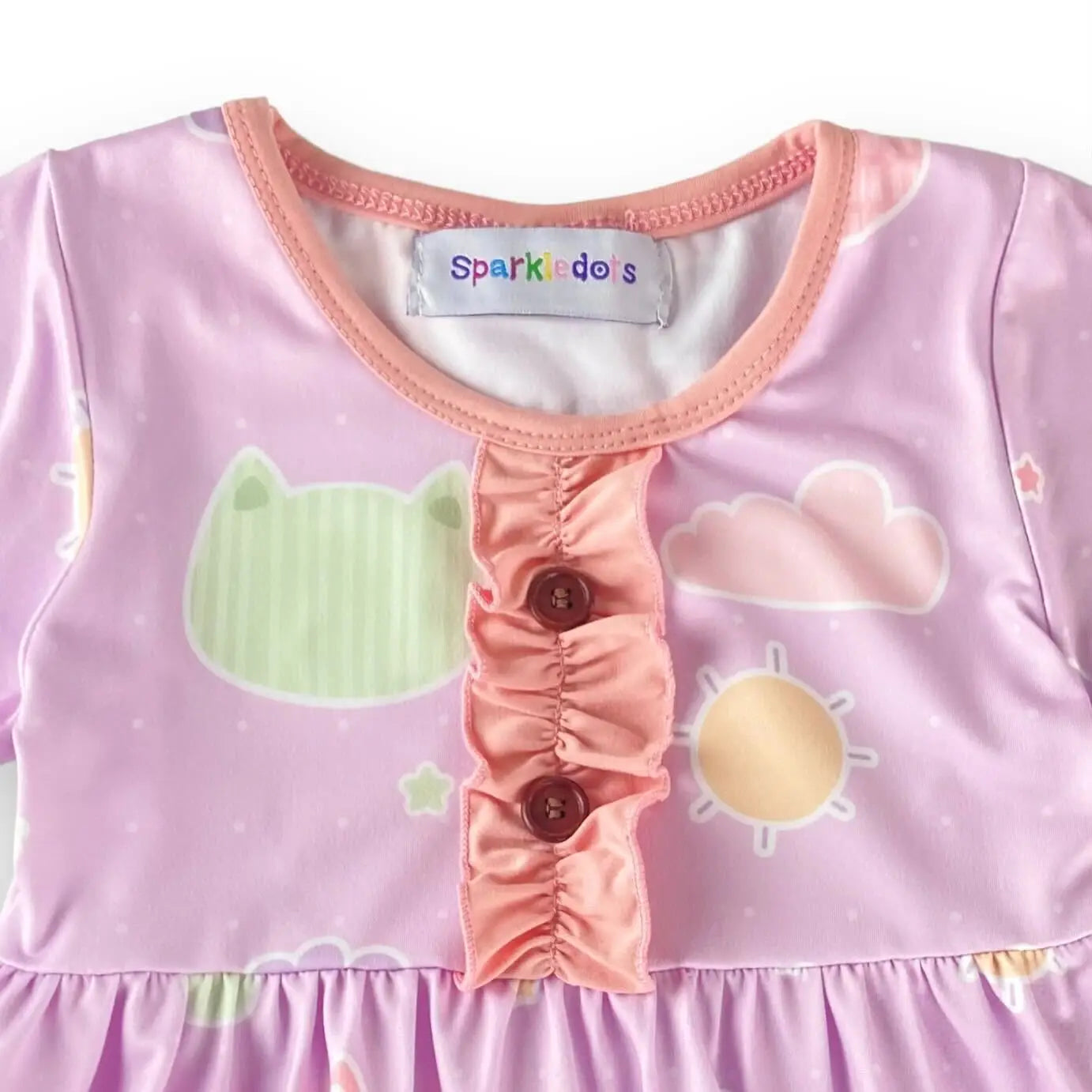 Girls Kitties in the Night Sky Ruffle Dress