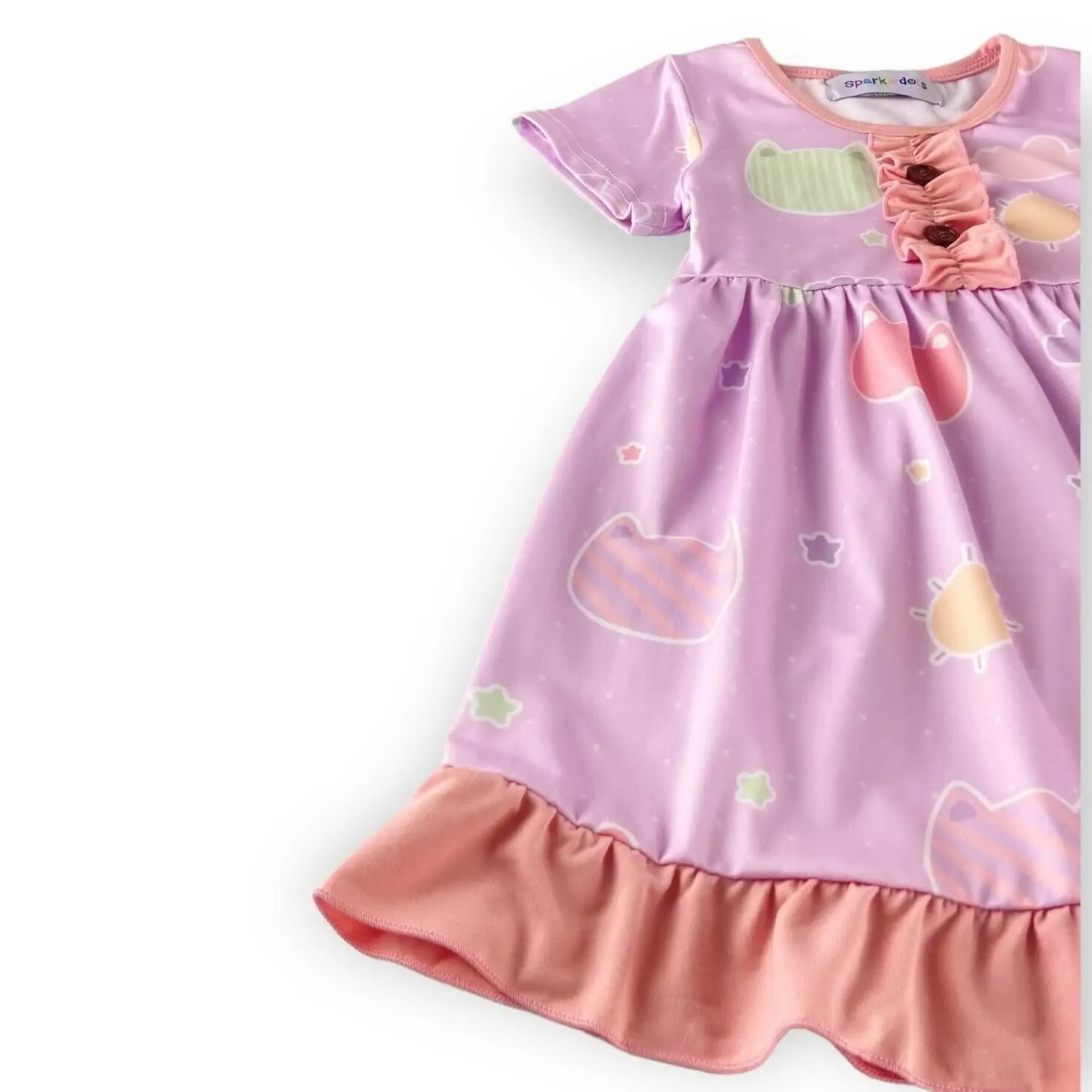 Girls Kitties in the Night Sky Ruffle Dress