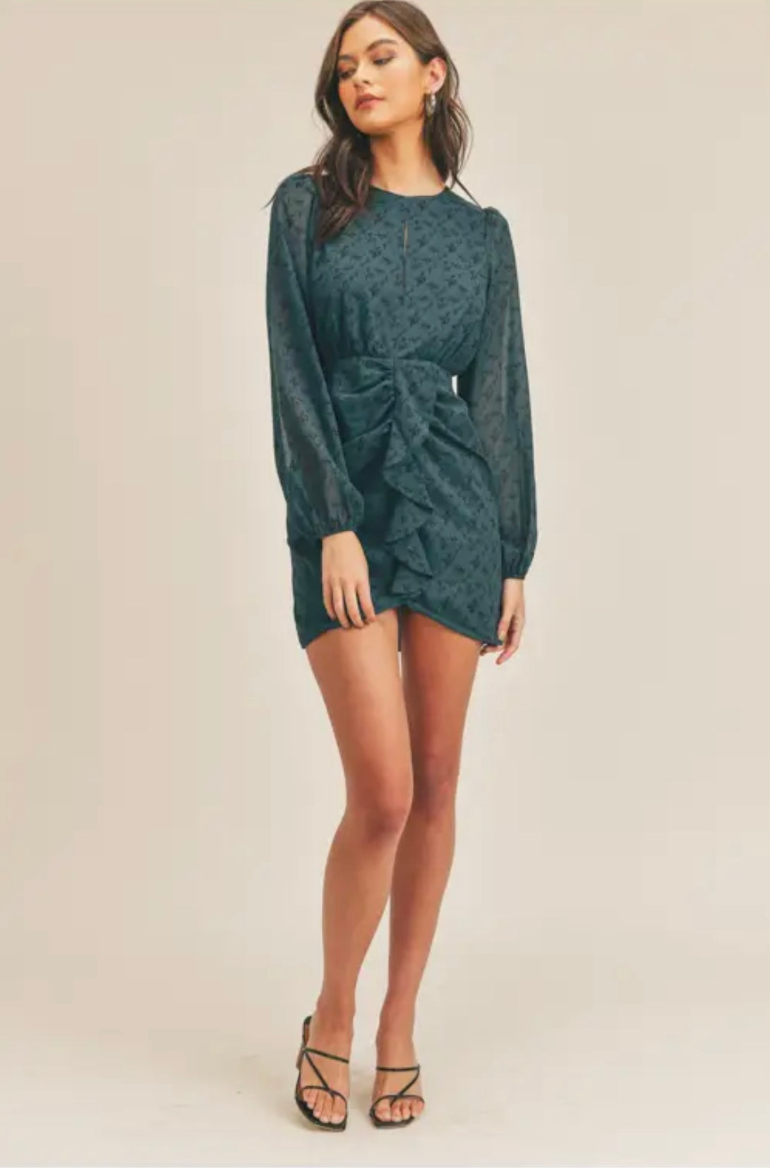 Ruffle Front Printed Dress
