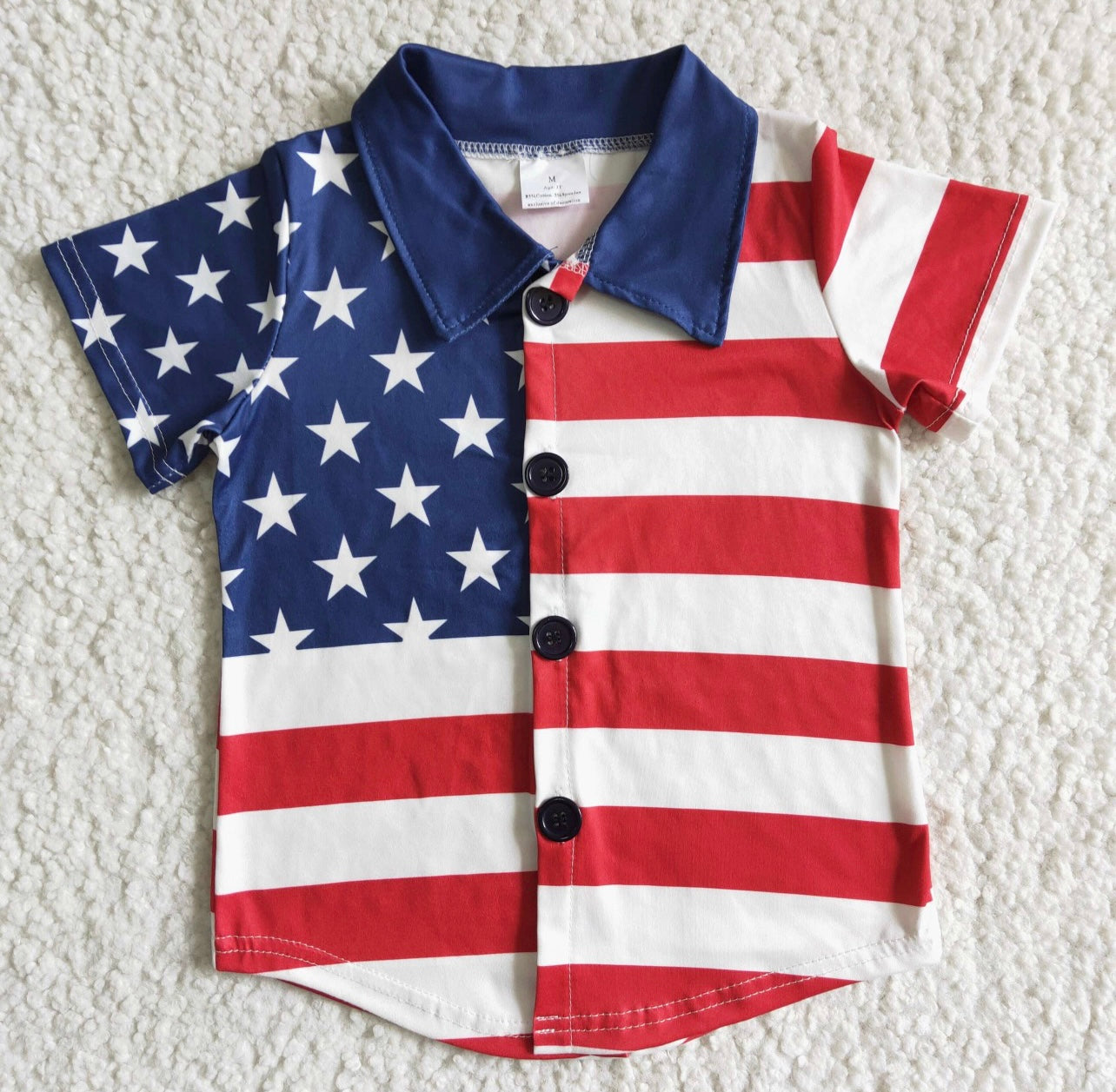 Star and stripe short sleeve boy 4th of july polo shirt