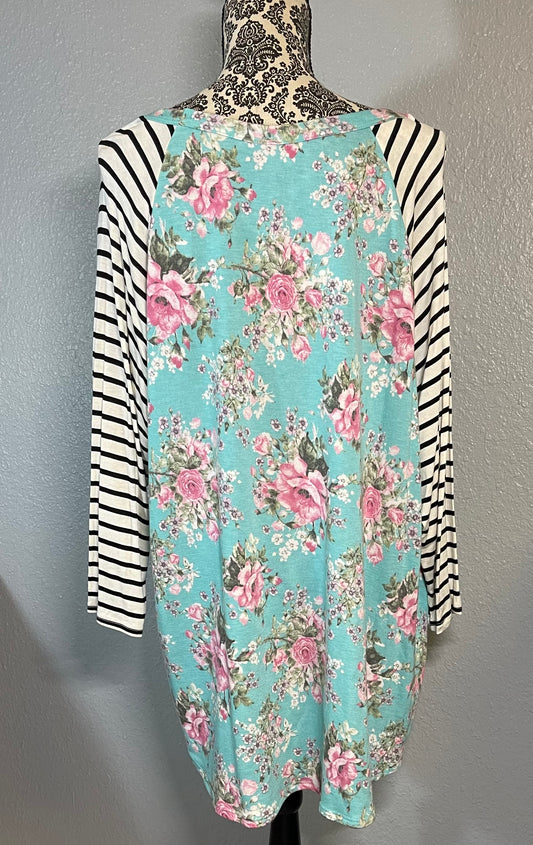 3/4 sleeve floral tunic-HoneyMe