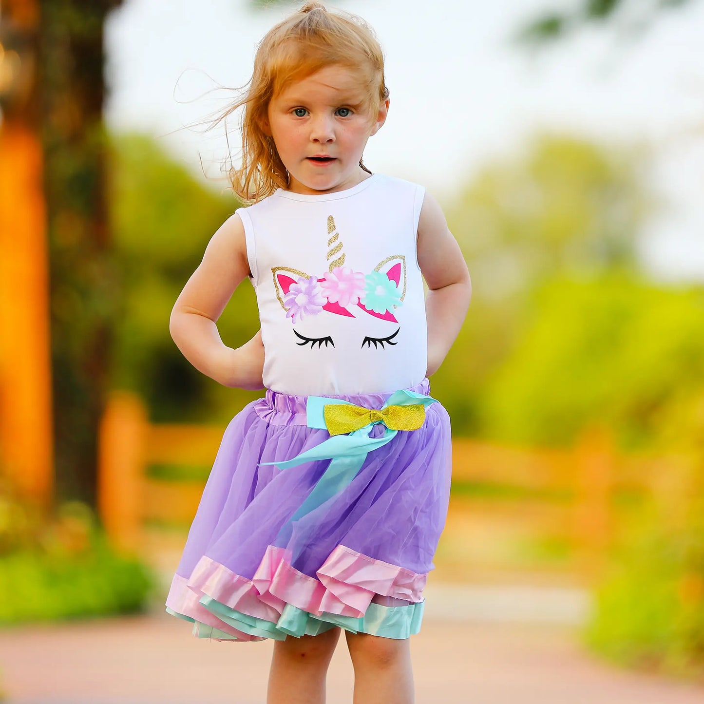 Girls Unicorn Tank Purple Tulle Ballerina Skirt set