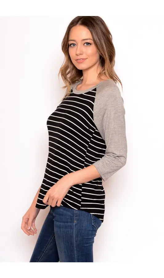Striped baseball tee