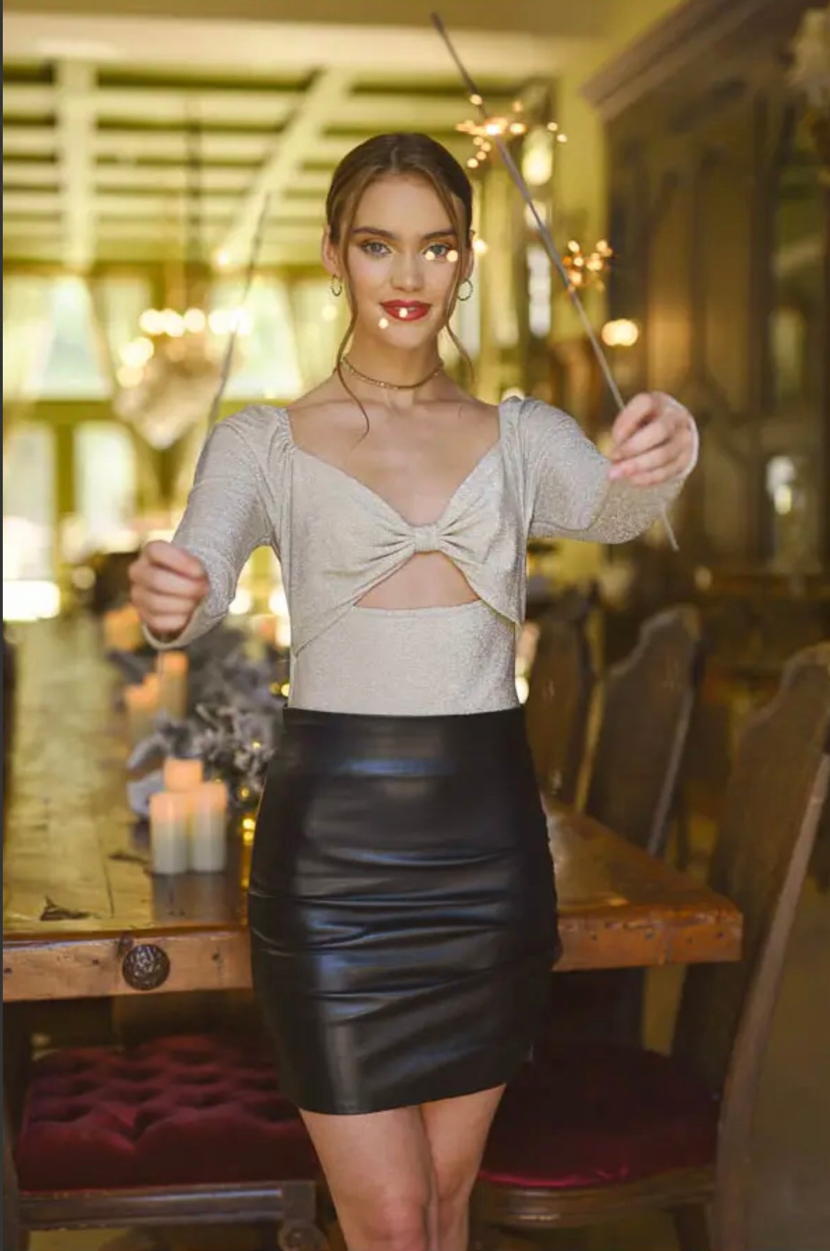 Metallic Cut Out Knit Bodysuit