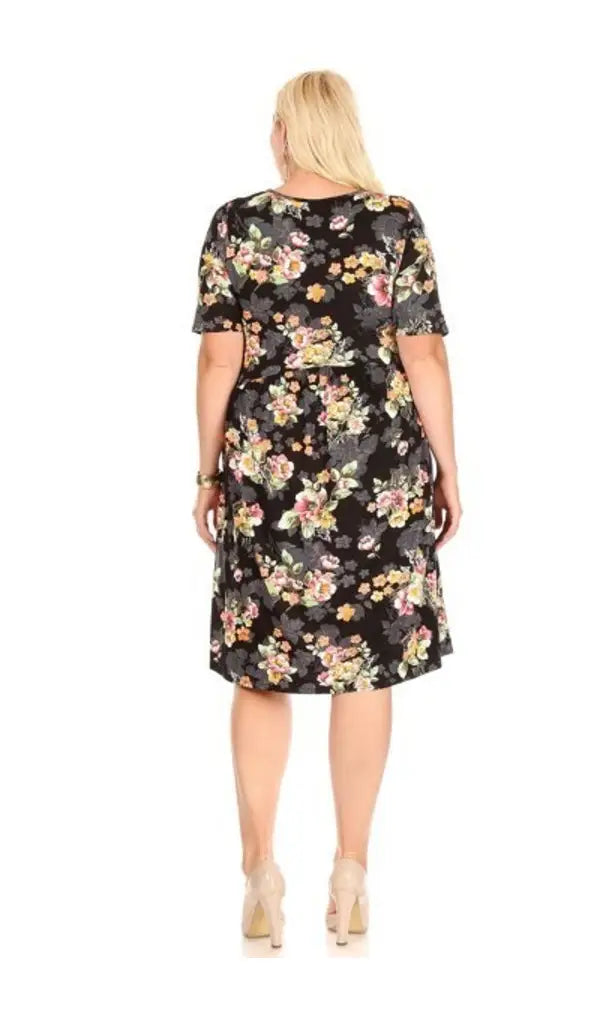 Black floral midi dress