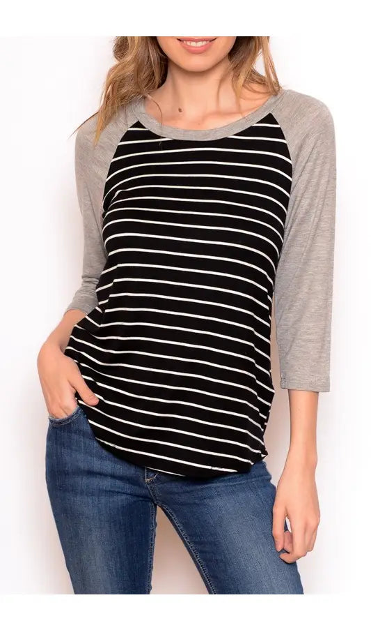 Striped baseball tee
