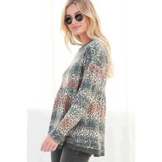 Rainbow Tie Dye Animal Flounce Top