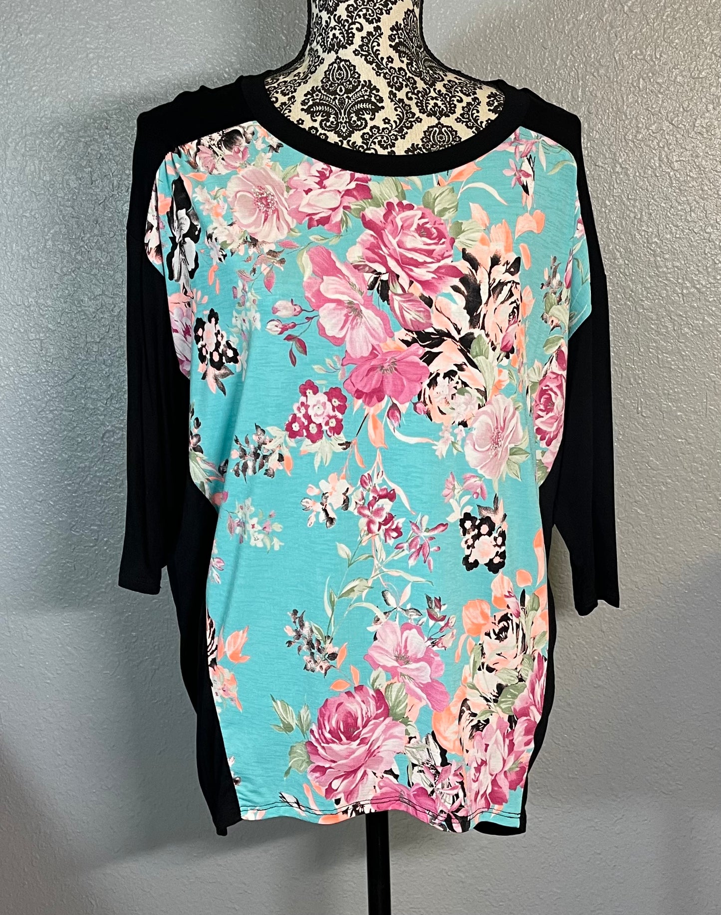 3/4 sleeve floral shirt-HoneyMe