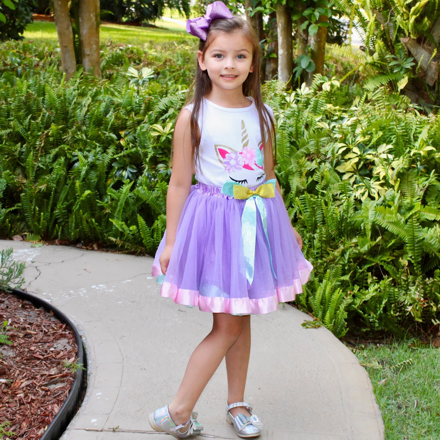 Girls Unicorn Tank Purple Tulle Ballerina Skirt set