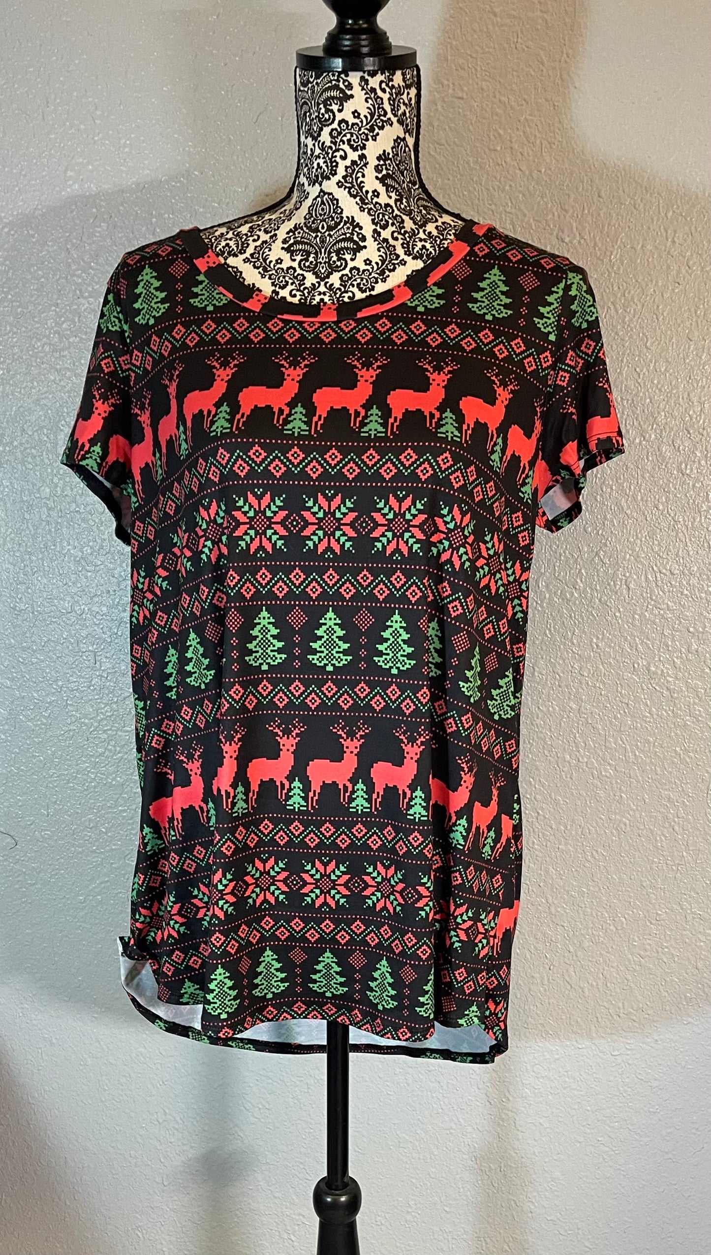 Fair isle short sleeve holiday shirt