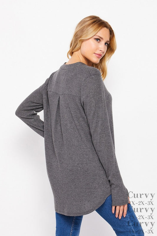 Dark gray long sleeve shirt- HoneyMe