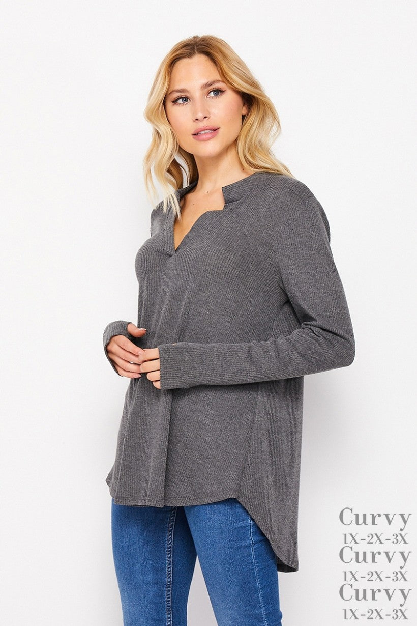 Dark gray long sleeve shirt- HoneyMe