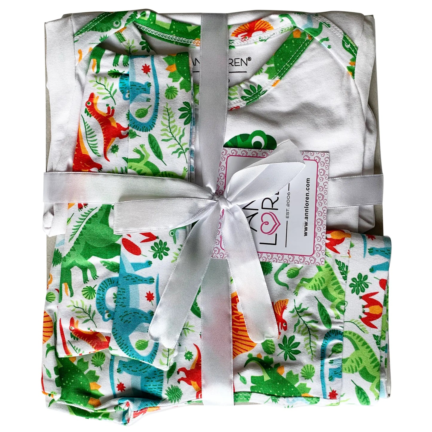Boys 3 pc Baby Shower Dinosaur Layette Gift bodysuit Cap Pants