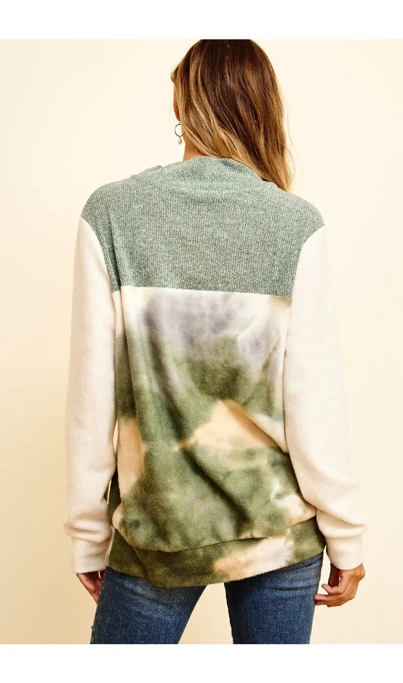 Olive multi lightweight pullover- Ces Femme