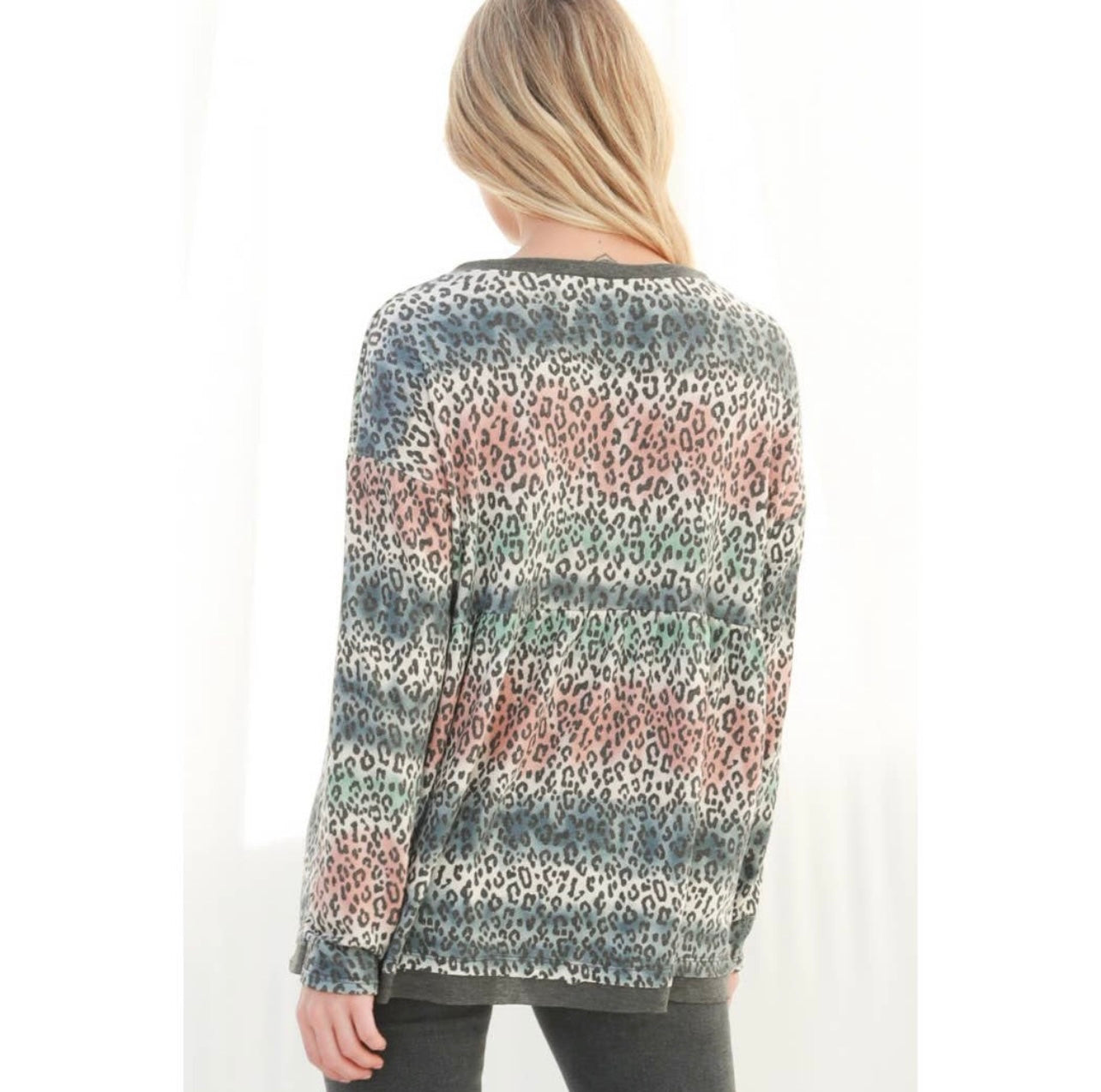 Rainbow Tie Dye Animal Flounce Top