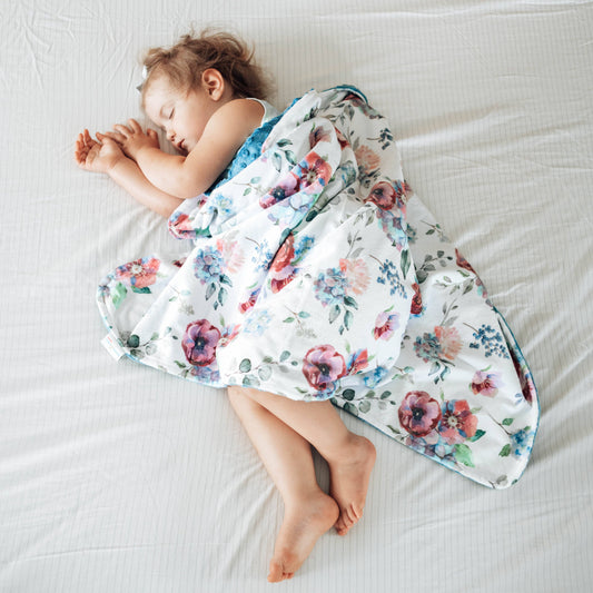 Blue Floral- Baby & Toddler Minky Blanket