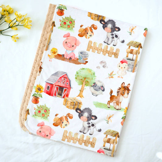 Farm Animals- Baby & Toddler Minky Blanket