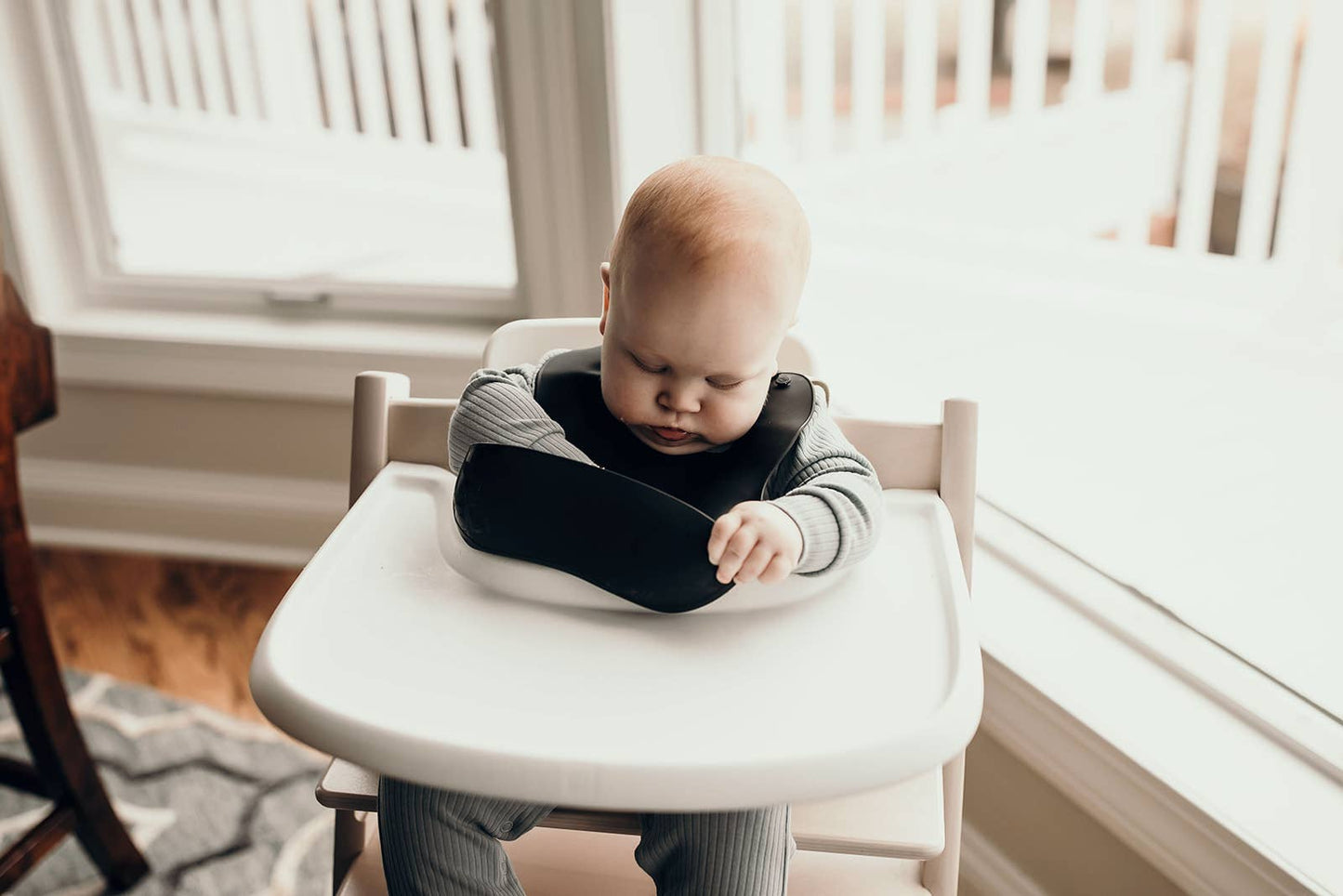 Sailor Blue Print Silicone Bib with Crumb Catcher