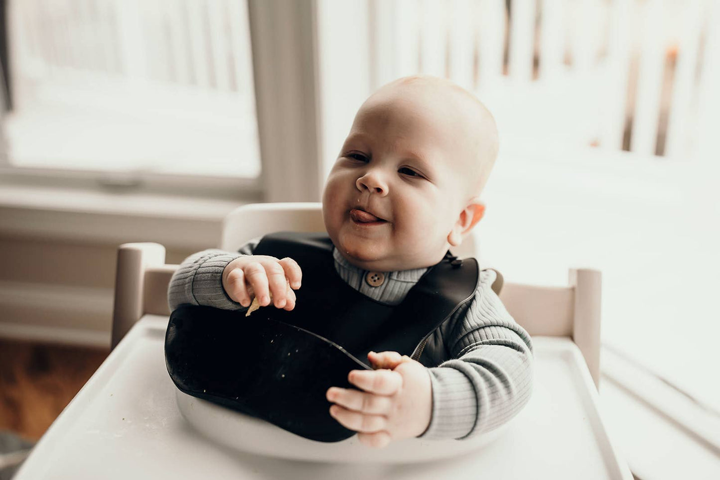 Sailor Blue Print Silicone Bib with Crumb Catcher